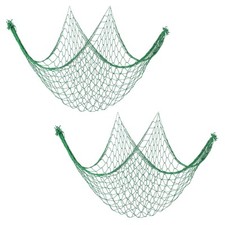 Fishing Net Decor, 2 Pack 80" x 40" Fish Net Decor Party Accessory, Green