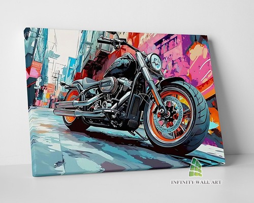 Colourful motorbike canvas art - motorbike,