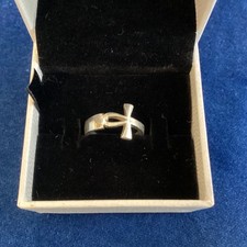 Sterling Silver Ankh Ring. Stamped 925. Size I