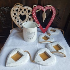 Heart Decorations Wooden, Metal & Hanging Photo - Bundle of Rustic Shabby Chic 
