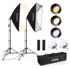 Softbox Photography Lighting 85W LED Soft Box Remote Control Dimmable 3 Colour