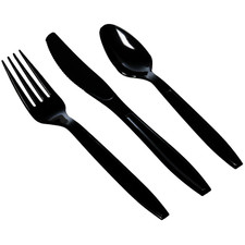 Black Plastic Cutlery Spoons