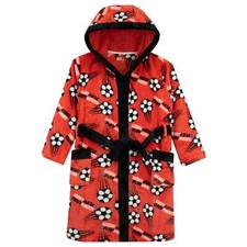 Boys Dress Robe Dressing Gown Night Robe 5-13 Years Hooded Red Black Football