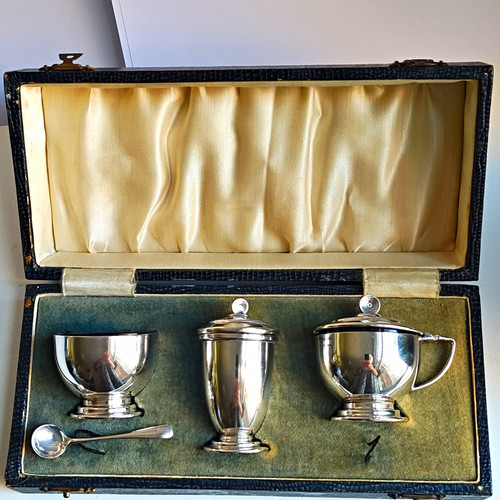 Silver art deco 1936 cruet - art, set