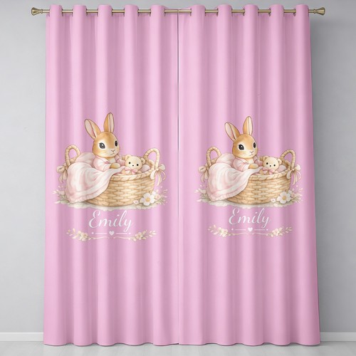 Pink bunny teddy - pink, basket