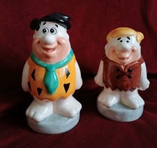 THE FLINTSTONES PAIR CERAMIC MONEY BOXES HARRY JAMES UNBOXED 6" 1990 VINTAGE 