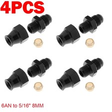 4Pack 6AN AN6 Male to 5/16" 8mm Hardline Fuel Hose Tube Straight Fitting Adapter