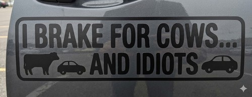 Brake for cows - and, idiots