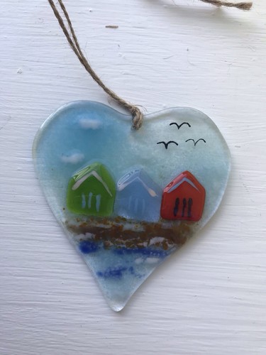 Handmade fused glass heart - handmade,