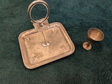 Egg Cup Tray Caddy Silver plate Old Tired