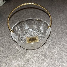 KILLARNEY (IRELAND) - LEAD CRYSTAL CLEAR GLASS BOWL ON 22ct GOLD STAND 