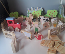 Wooden Farm Set Animals Trees