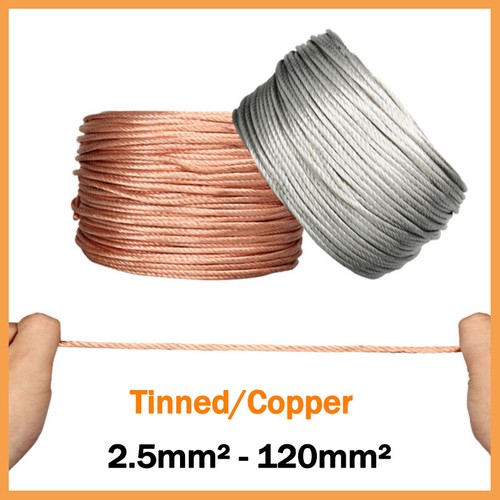 Round tinned copper braid - tinned/copper,