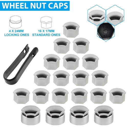 17mm chrome wheel nut caps - chrome,