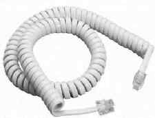 TELEPHONE PHONE CURLY COILED  HANDSET LEAD CABLE CORD WIRE RJ10 PLUG WHITE 2M