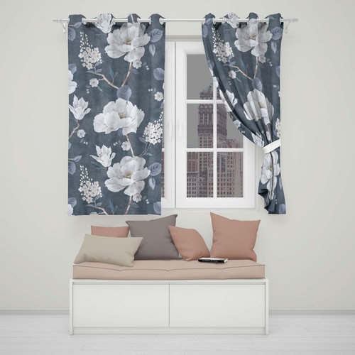 Grey blue floral eyelet - grey,
