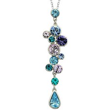 Light Sapphire Blue and Purple White Gold Finish Pendant Necklace UK jewellery