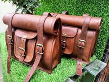 Leather Saddlebags Pouch Brown