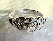 Pentagram Celtic Knot Ring Solid Sterling Silver Wicca Witch Pagan Various Sizes