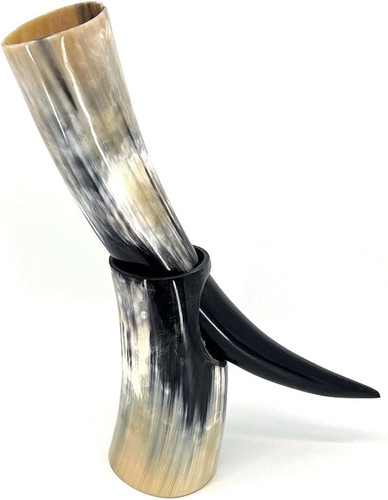 Viking drinking horn cup with - drinking,
