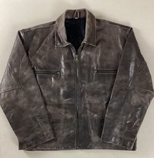 Vintage Heavy Leather Highwayman Jacket Bomber Jacket Brown Size XL