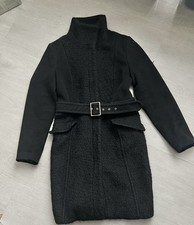 Womens Ladies Coat Mid Length Jacket Black Size 12 H&M