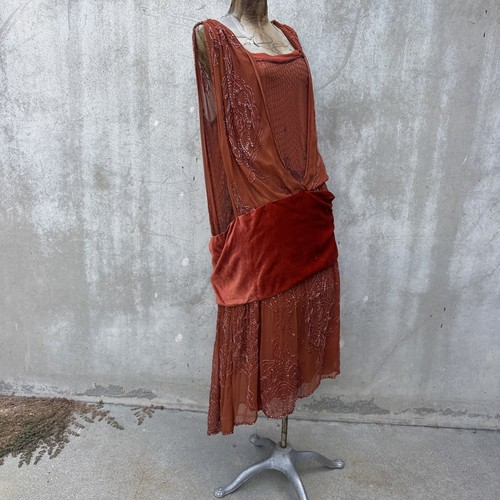 Antique 1920s red - red, silk