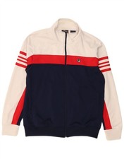FILA Mens Tracksuit Top Jacket Large White Colourblock Polyester DJ06