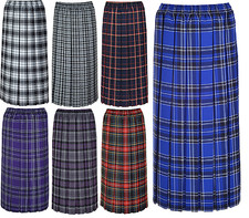 Ladies Women Tartan Pleated