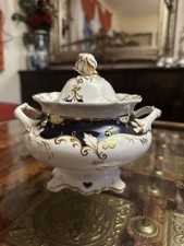 Samuel Alcock Sugar Jar Cookie Candy Maker Service Table Cobalt Blue