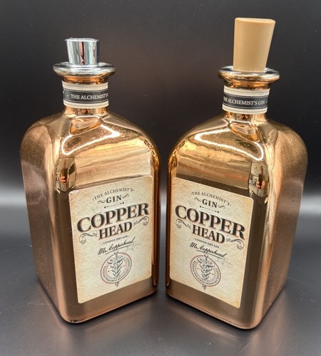 Two copper head gin - head, bottles