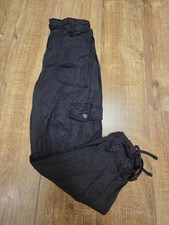 Marks And Spencer Women's Black Cargo Trousers UK Size 8 Elastic Waist Used