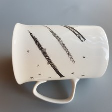 Woodwind Instruments Ceramic Tea Cup Mug Flue Clarinet Oboe Music Musical 1993