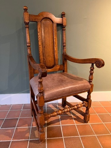 Oak panel back armchair