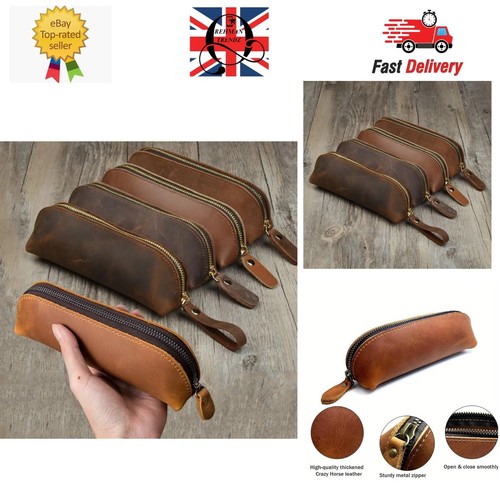 Leather pen pouch - leather,