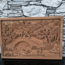 Oriental Wood Carved Picture