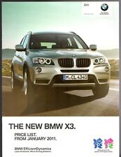 BMW X3 F25 Specifications 2010-11 UK Market Brochure 20d SE xDrive