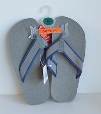 GRAY with NAVY Trim Sun FUSION Flip FLOPS Medium Sandals SHOES NEW Flex Sole
