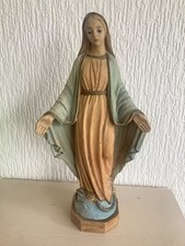 Vtg Chalkware Virgin Mary On Snake Religious Catholic Statue 13.5” Plaster Italy