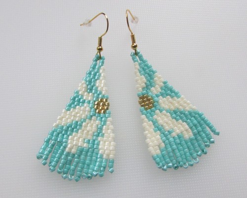 Seed bead fringe earrings - seed,