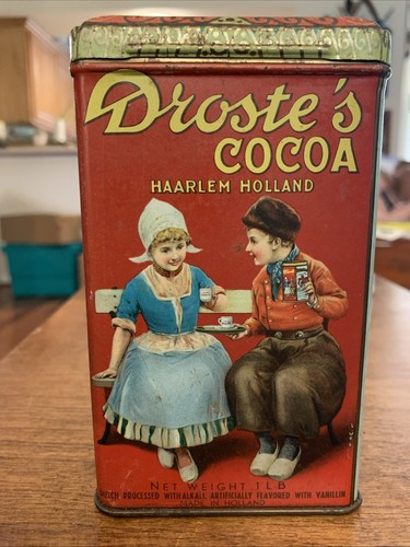 Vintage droste cocoa tin can - cocoa,