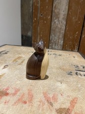 John Mainwaring Hand Carved Wooden Cat Sculpture Figure Bi-Coloured Lancaster