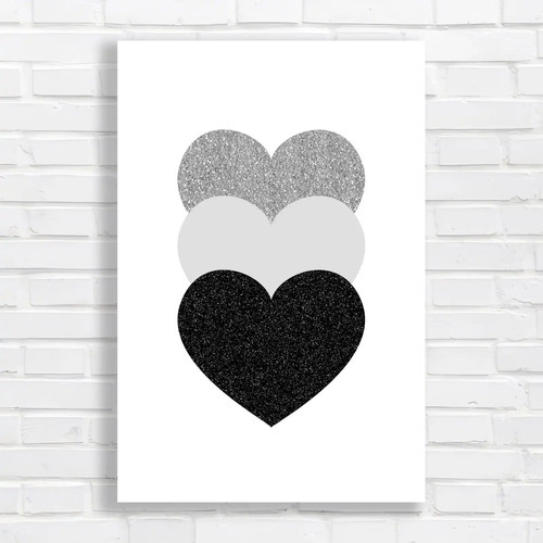 Glitter hearts black white - hearts,