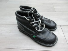 Kickers Kick Hi Leather Hi-Top Lace Up Boots UK 8 Casual Ankle Shoe Black
