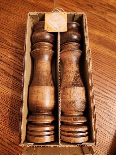 Vintage wood walnut tall salt - vintage,