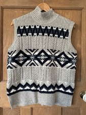 Marks & Spencer Ladies Sleeveless Fair Isle Cable Knit Tank Size M