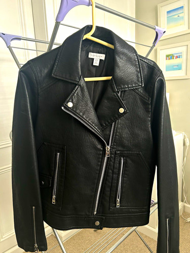 Topshop black leather - , jacket