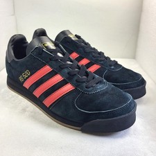 ADIDAS AS520 Mens Trainers Suede Black Red UK8 (X316)