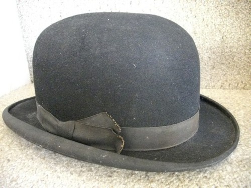 Vintage black bowler hat - black,