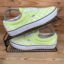 Vans Trainers Womens Size UK 6 Era Lime Green Yellow Check Skater Canvas Shoes